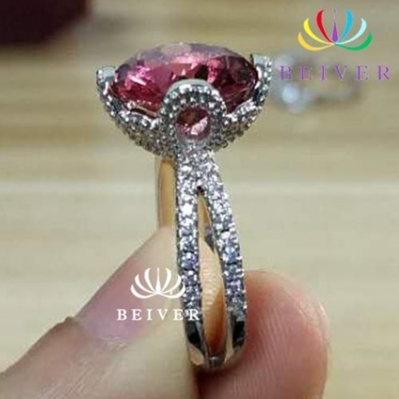 Rose Solitaire White Gold Filled CZ Luxury Ring - Picture 4 of 6